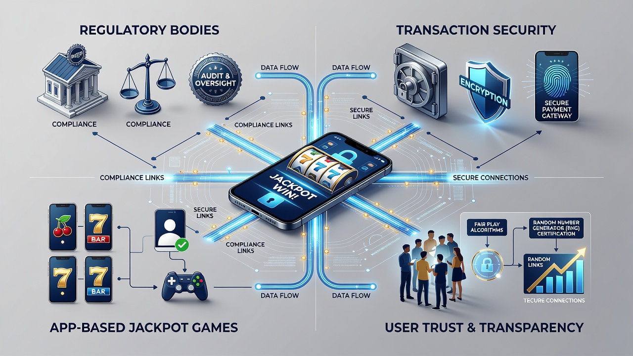 Mobile app security features for regulated jackpot transactions